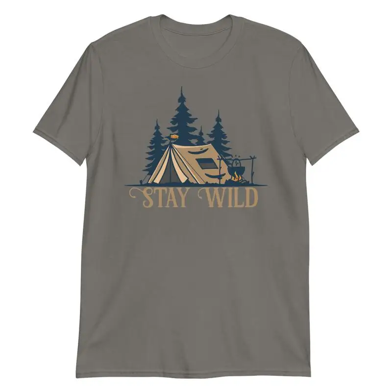 Stay Wild T Shirt Hiking Trave - Outdoor Adventure Backpack ulasan dan harga